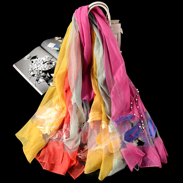 Hot New 180*70cm ladies wild organza jacquard embroidery scarf silk scarf sunscreen shawl beach towel WCW341