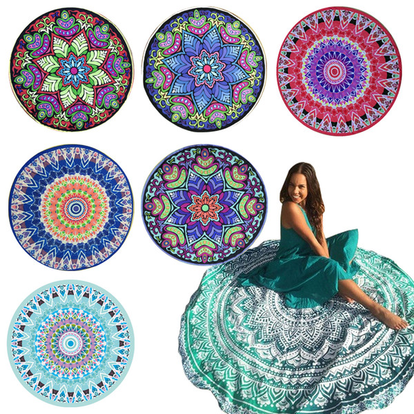 Round Bikini Cover Ups Beach Beach Towel Bikini Cover Ups Bohemian Hippie Beachwear Chiffon Beach Sarongs Shawl Bath Towel Yoga Mat in stock