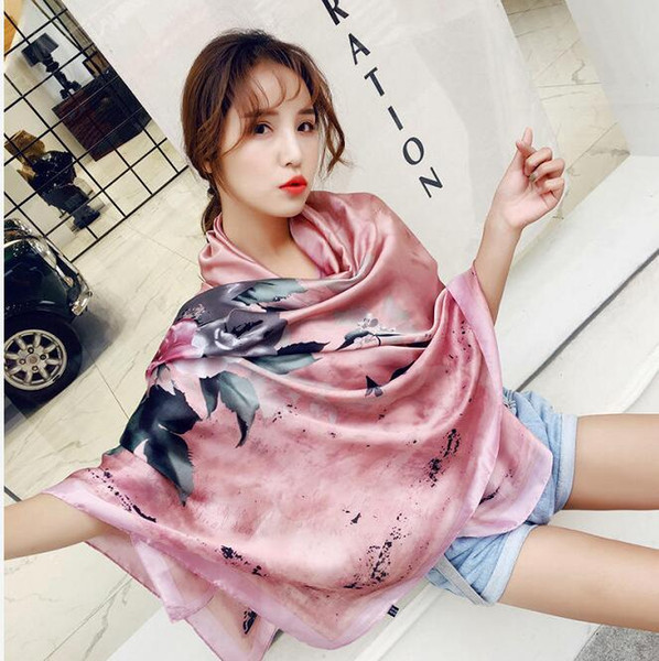 Wholesale-high Qualtiy Size 180*90CM Silk Scarfs Euro Brand French designer floral Pattern Printed Women Gift silk Scarves free shipping