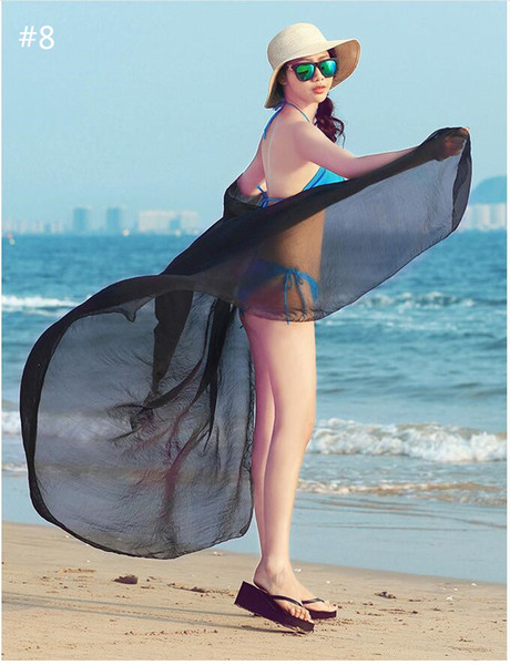 Women Beach Dress Cover Up Sarongs Chiffon Skirt Bikini Swimwear Coverup Skirt Wrap Dress Swimsuit 120*150 YCJ 001