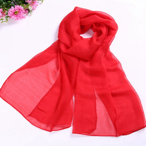 Spring summer and fall pure color chiffon students girl scarf light breathable women's scarves beach sunscreen shawls beach towels