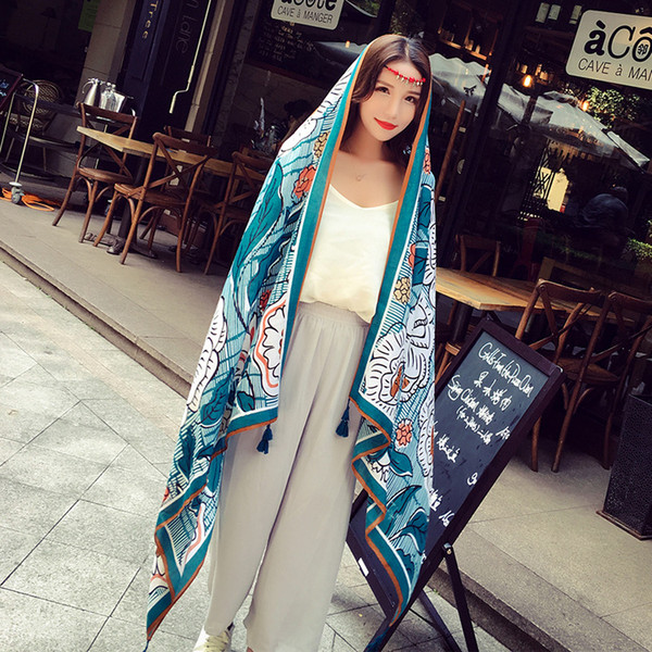 Hot sale 2018 Women's Beach Scarf Floral pattern style Classic restore shawl Beach towels Free shipping