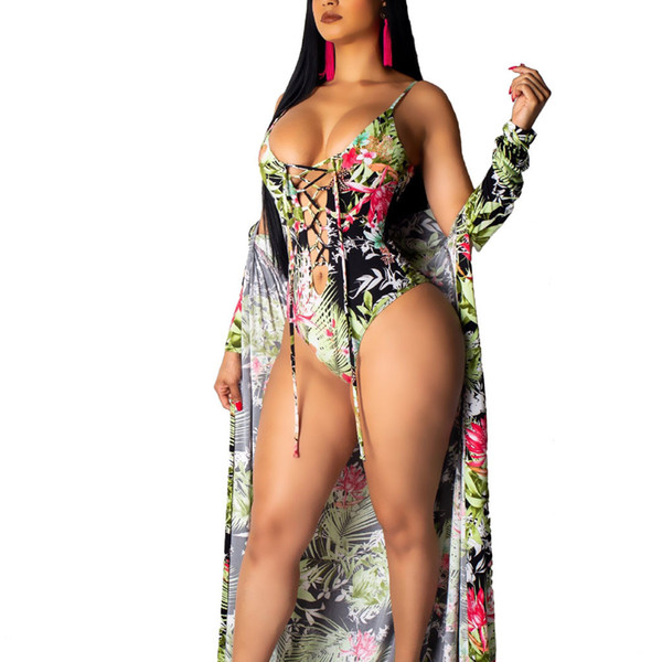 Womail printed sexy Women Colour Printing One-Piece Garment Smock Swimsuit Two Piece Suit high waist bikini