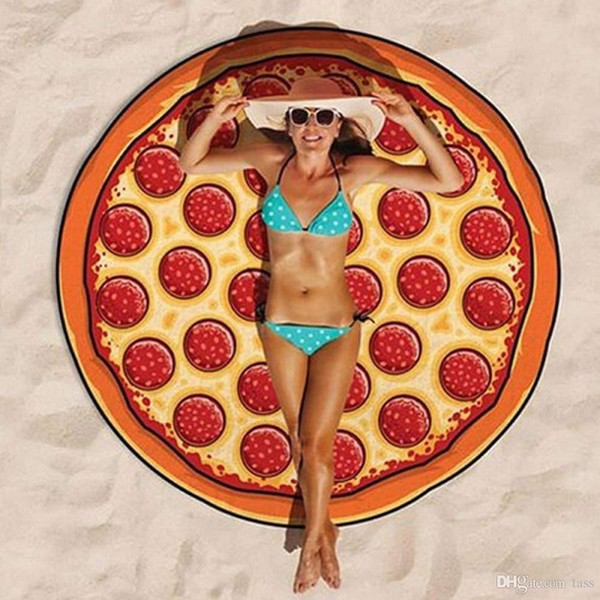 150*150cm Round Polyester Sarongs Beach Shower Towel Blanket Yoga Towel Skull Ice Cream Strawberry Pineapple Pie Watermelon Shawl Swimwear