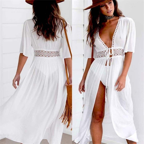 Beach Cover Up Embroidery Bikini Swimsuit Cover Up Robe De Plage Beach Wear Cardigan Swimwear Bathing Suit