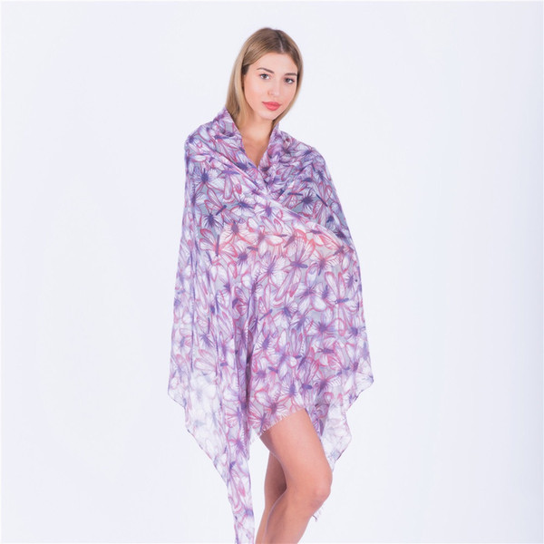 Hot print chiffon summer leaf print Bali yarn scarf ladies shawl beach towel