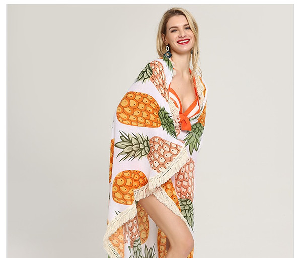 Swimwear Ladies Bikini Sexy Blouse Round Print Beach Mat Sunscreen Swimwear Towel Summer Beach Shawl Pad Vacation 2019