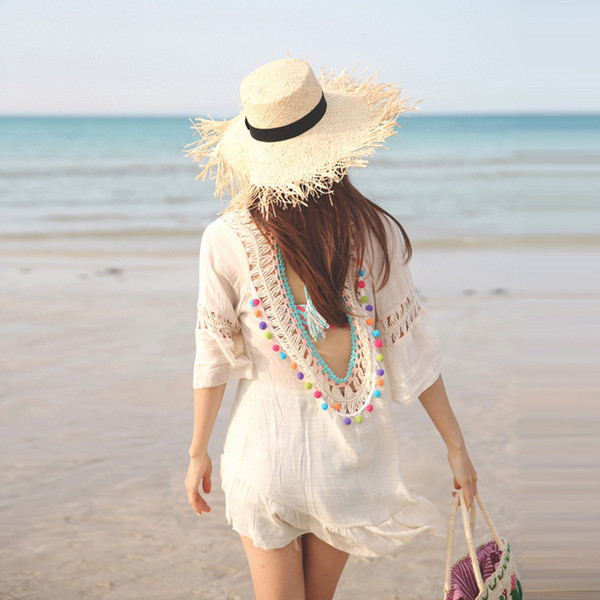 Sexy Beach Cover Up Bikini Crochet Knitted Beach Dress Beachwear Summer Swimsuit Cover Up Sexy See-through robe de plage