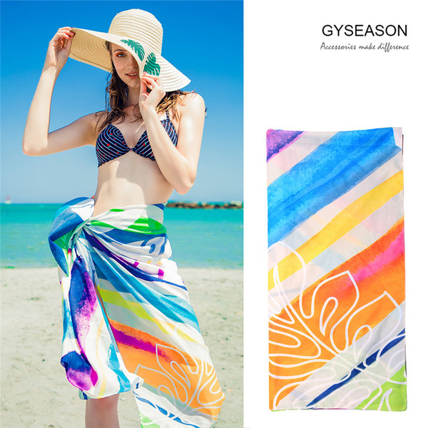 Summer Beach Pareo Women Scarf Sarong Beach Scarves Original Design 175 *115cm Bandana Wraps Shawl Female Bikini Swimsuit Beach Cover Up