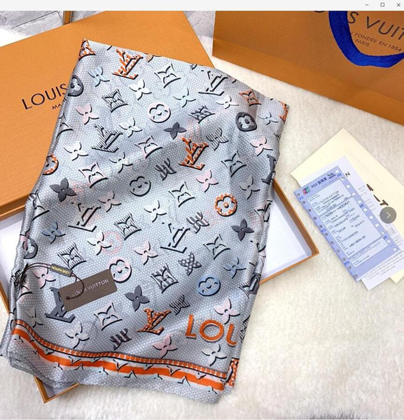 High quality 2018 Woman Silk Scarf Square Scarf Shawl Wraps 180*90cm Hot Sale Dot Plaid Satin Scarf Printed For Spring Summer Autumn Winter