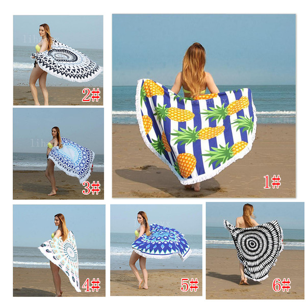 Hot 16 color Europe and the United States romantic Su Sha sand towel round ultra - fine fiber active printing beach towel U002