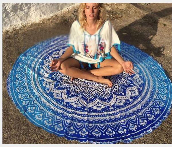 Beach Shawl Round Mandala Towels Printed Tapestry Hippy Boho Tablecloth Bohemian Beach Towel Serviette Covers Beach Shawl Wraps