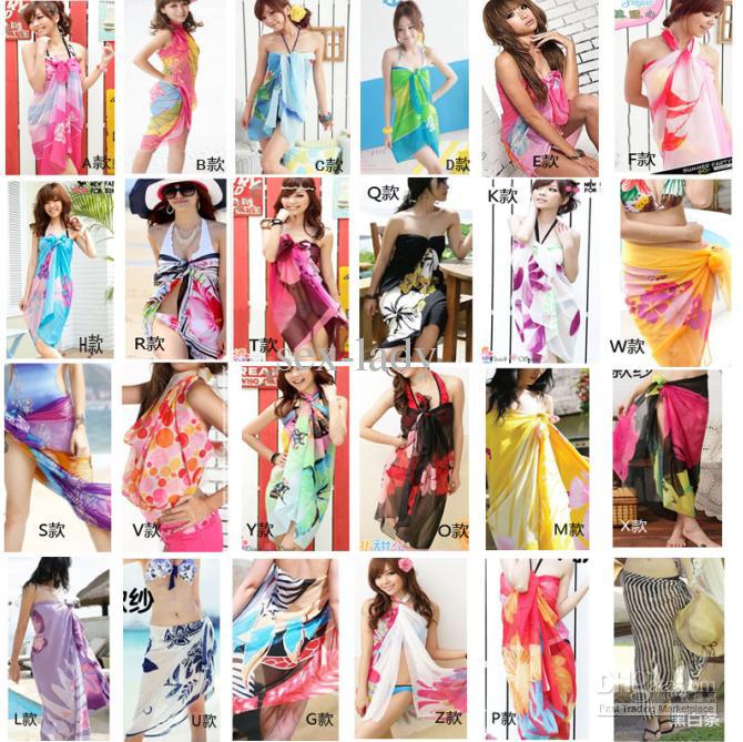 DHL Free Sheer Sarong Hawaii Pareo Beach Skirt Coverup Cruise Wrap Dress Mix Wholsesale