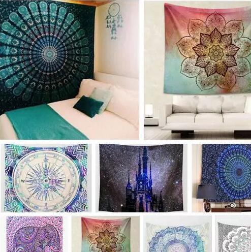 Hippy Mandala Tapestry Bohemian Tapestry Wall Hanging Psychedelic Wall Art Dorm Decor Beach Throw Indian Wall Tapestries Beach Towel 21Style