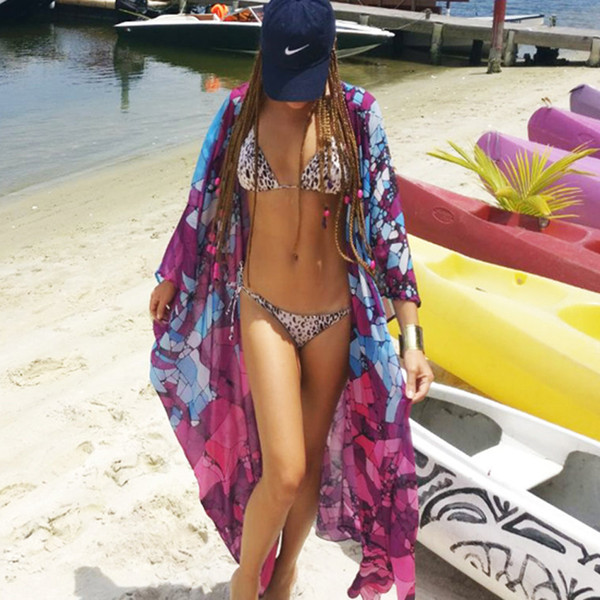 Bikini Cover Up Swim Cape On A Swimsuit Rose Red Loose Beach Tunics Beach Wear Cover Ups Bikinis 2019 Mujer Female Outings