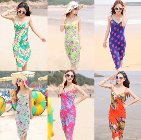 Summer New Sexy Women Sarong Open-Back Wrap Front Swimsuits Bikini Cover Up Beach Skirt Dress Summer Beach Dress