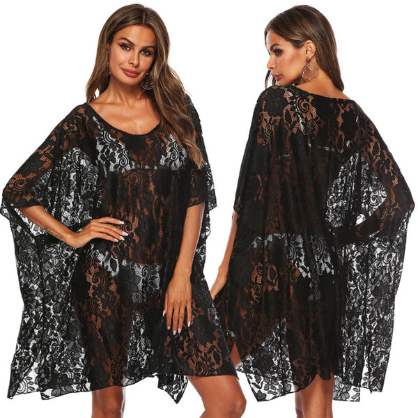 Women's Beach Output Swimsuits Cover Up Pareo Kaftan Boho Outings Coverups For Women De Plage Tunica Sarongs Tunics Pure Lace