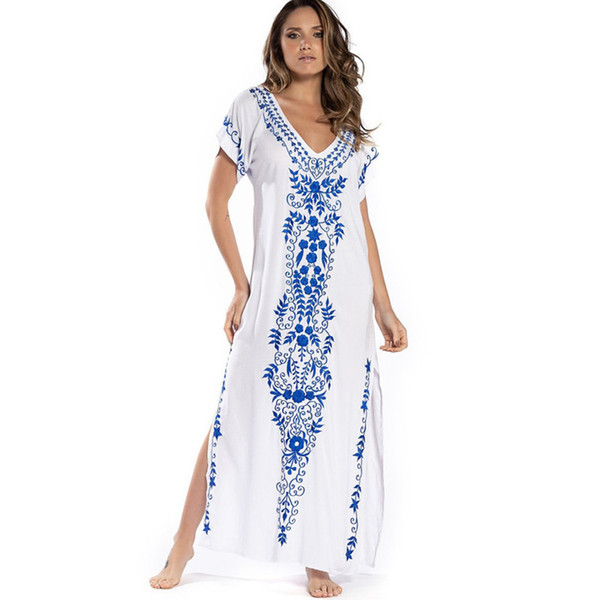 Swim Wear Cover Up Boho Womens Summer Dresses Beach Outwear Tunic Long Tunics Saida De Praia Feminino 2019 Swimsuits Ups Capes