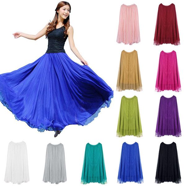 CHAMSGEND2019 Women's chiffon beach skirt solid color seaside holiday beach skirt fashion casual elegant lady temperament