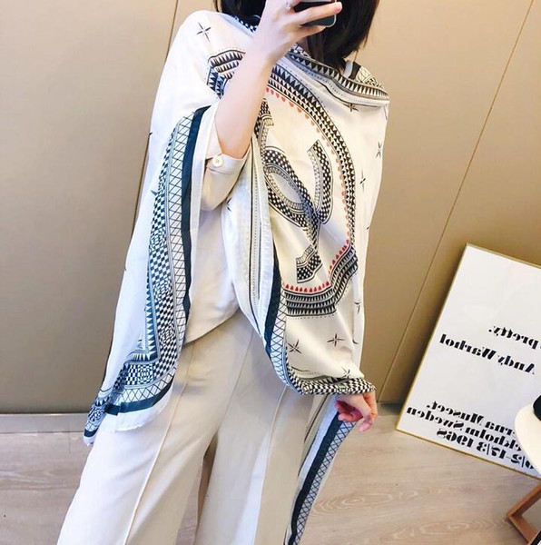 Brand Scarf For Women 2018 Spring Letter Pattern Luxury brands Designer Scarfs 100% Silk Long Scarves Size 180*90CM Top Qualtiy