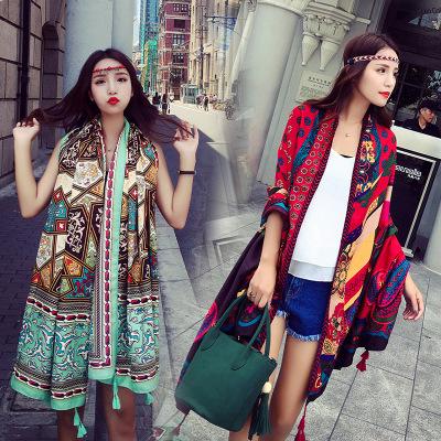 2018 thick twill cotton printing national wind scarf air conditioning warm ladies amazing anti-mite sun shawl scarves