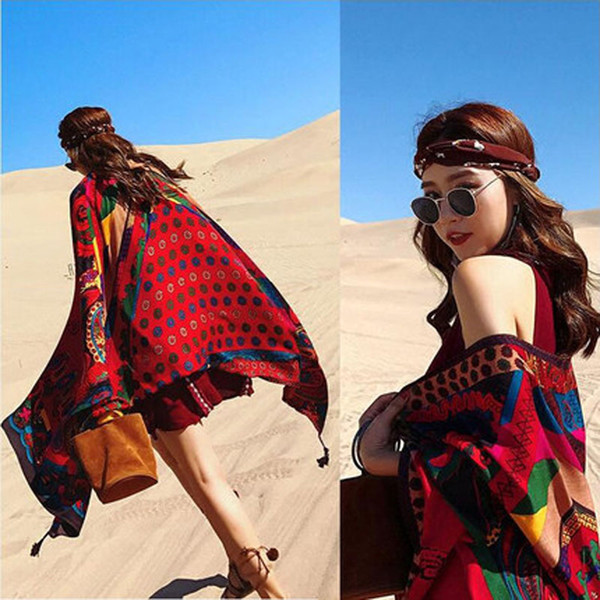 2018 New Vintage Pareo Summer Beach Cover Up Rectangle Sarong Wrap Swimsuit Bikini Cover Up Autumn Beach Sarong Mats