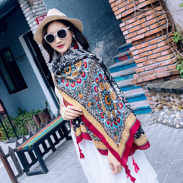 Scarves, beach towels, women's prints, seaside shawls, spring shawls, summer cotton scarves, tourist ethnic long scarves.