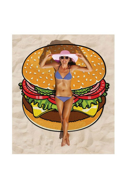 Beach towels/donuts seaside round beach mat travel boom money pizza burgers beach towels free shipping