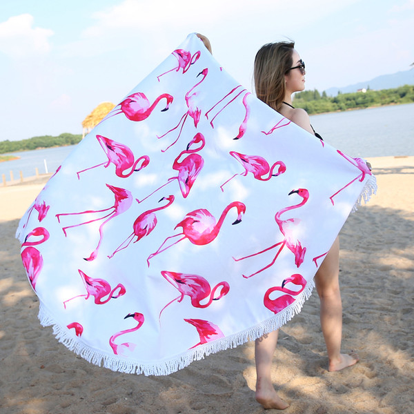 The factory sells foreign trade circular beach towel superfine fiber printing and tassels for picnic mat