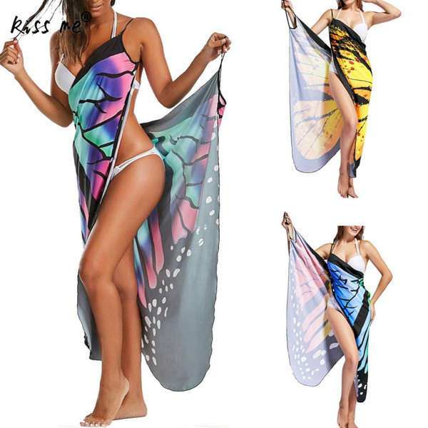 Beach Cover Up Printed Beach Dress Tunic 2018 Summer Women's Sarong Dresses Multifunction Swimsuit Butterfly type Women Tunics