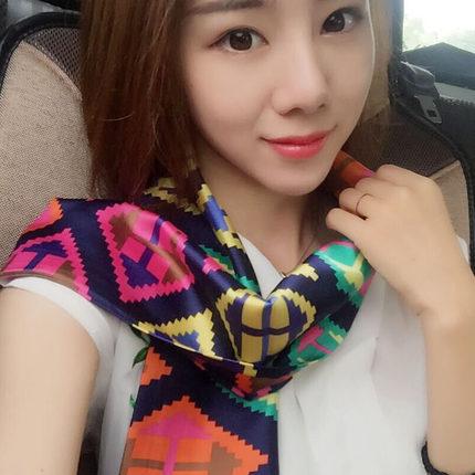 5pcs High quality 2018 Woman Silk Scarf Square Scarf Shawl Wraps 150*18cm Hot Sale Dot Plaid Satin Scarf Printed For Spring Summer