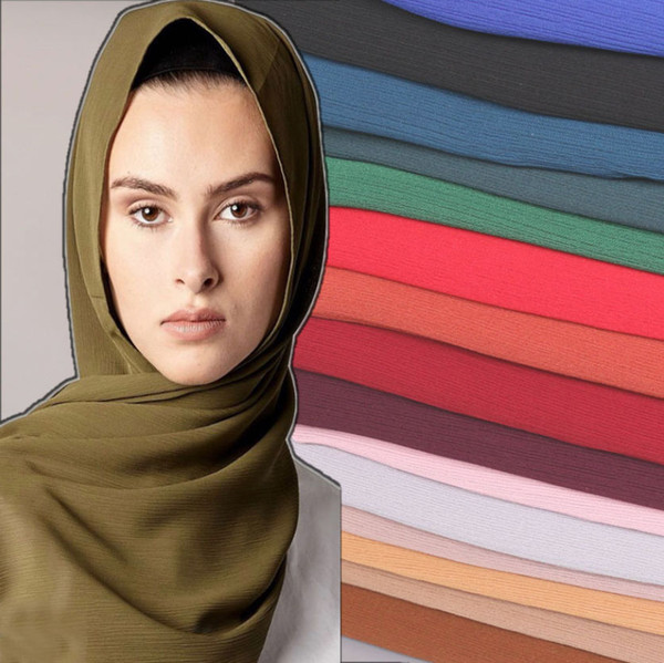 2019 Brand New Wrinkle Chiffon Hijabs Fashion Women Plain Scarves & Wraps Spring and Summer Soft Long Muslim Bandanas Wholesale LSF100