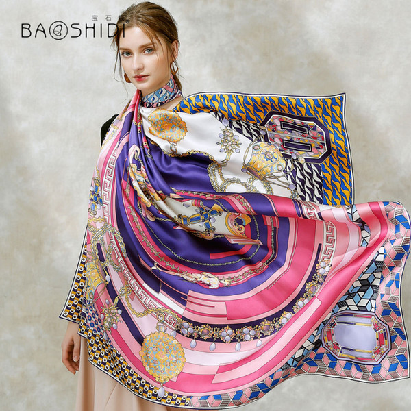 [BAOSHIDI]2017 popular design women scarf, 100% silk hand made fashion scarf,Luxury brand elegant lady infinity large silk shawl