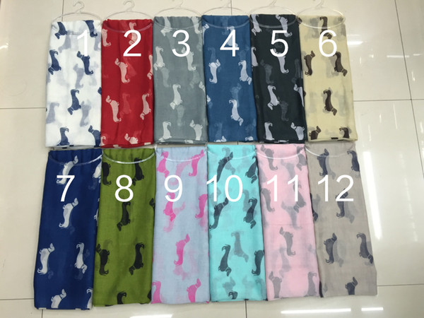 2015 Latest Fashion Cute Dog Pattern Dachshund Voile Scarf Animal Scarf Shawls 9 colors Wholesale 10pcs/lot FREE SHIPPING