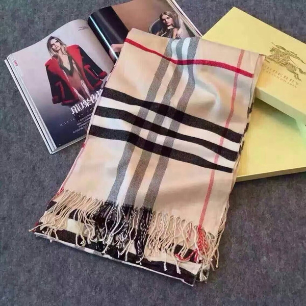 2019 High-quality New Fashion Scarf Four Seasons Cotton Khaki Striped Shawl Men And Women Yarn-dyed Scarf Classic Accessories Free Shipping