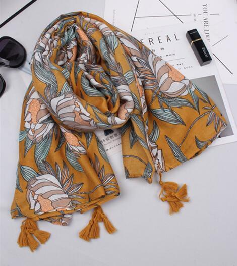 2017 new flowers printed fashion scarves cotton and linen shawl dual-use female air-conditioning scarves