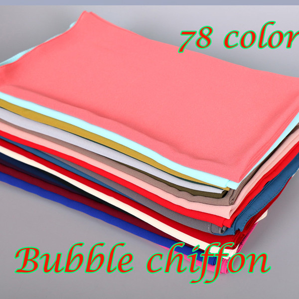 women plain bubble chiffon scarf hijab wrap printe solid color shawls headband popular hijab muslim scarves/scarf 78 color