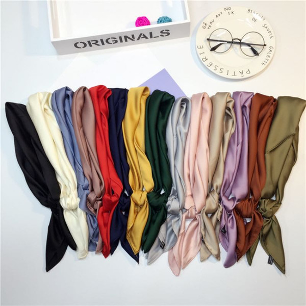 70x70 CM Satin Scarves Small Imitation Silk Scarves Pure Colors Women Fashion Neckerchief Headband 14 Colors Wholesale