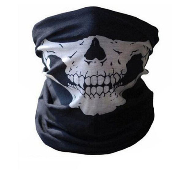 Hot Fashion Cosplay Skull Face Mask Mens Womens Multifunction Headband Half Face Black Mask Ski Sport Motorcycle Biker Ring Scarf K971