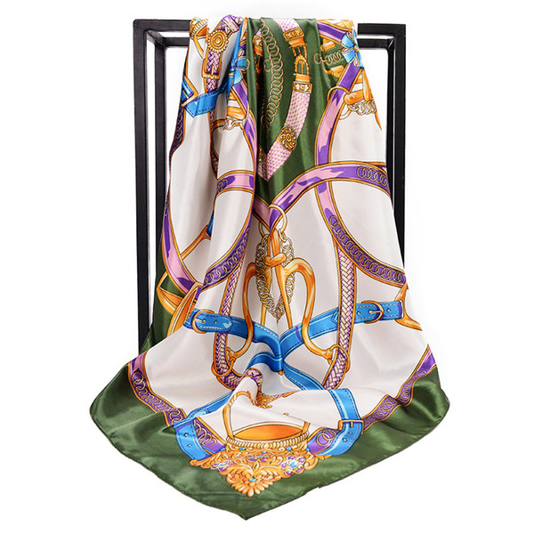 Europe and the United States amazon sales fast sales silk scarves satin imitation silk scarves chain large squares 90*90 cm