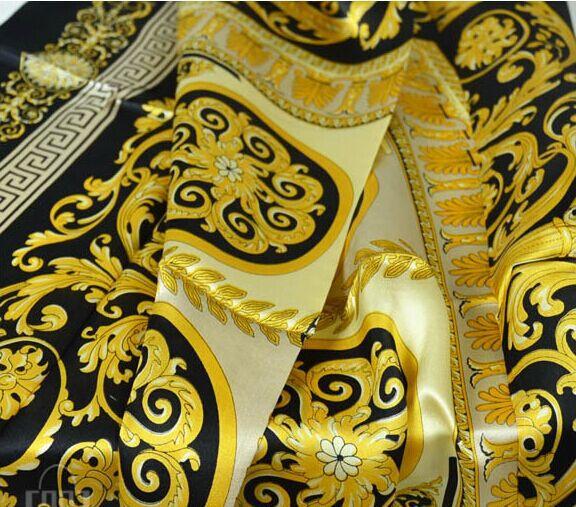 2018 Famous Style 100% Silk Scarves of Woman and Men Solid Color Gold Black Neck Print Soft Fashion Shawl Women Silk Scarf Square