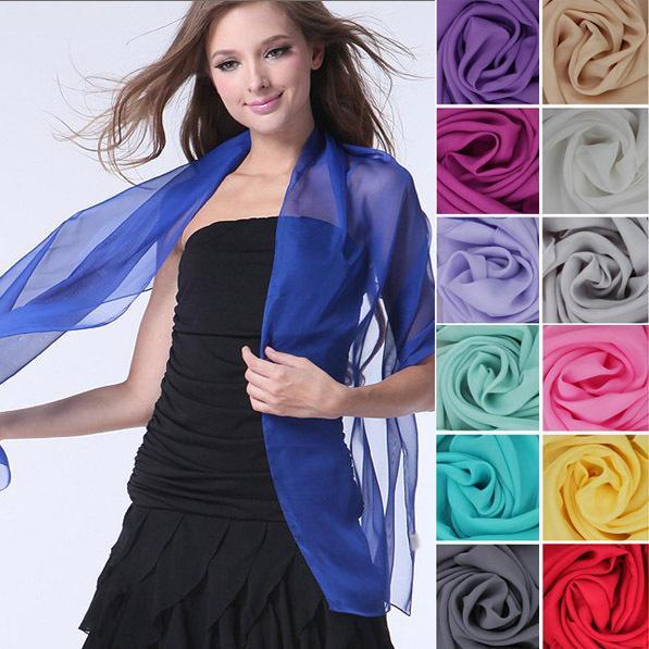 Nice Chiffon Elegant Scarf Women Ladies Girls Gradual Solid Color Chiffon Georgette Silk Scarves Shawl Female Long Design Free Shipping