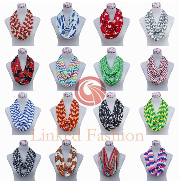 FEDEX FREE 100pcs 180*50cm 130gEACH cotton 28 Colors Chevron Wave Zigzag Print Infinity Scarf Winter Women Viscose Cycle Ring Scarves