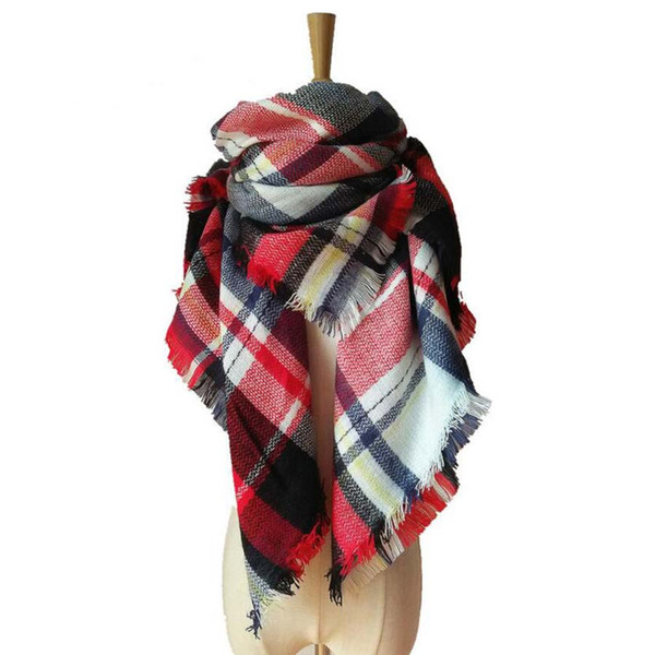 Stylish Warm Blanket Scarf Gorgeous Wrap Shawl Women Plaid Scarves Grid Tassel Wrap 55inch Tartan Cashmere Winter Neckerchief Lattice