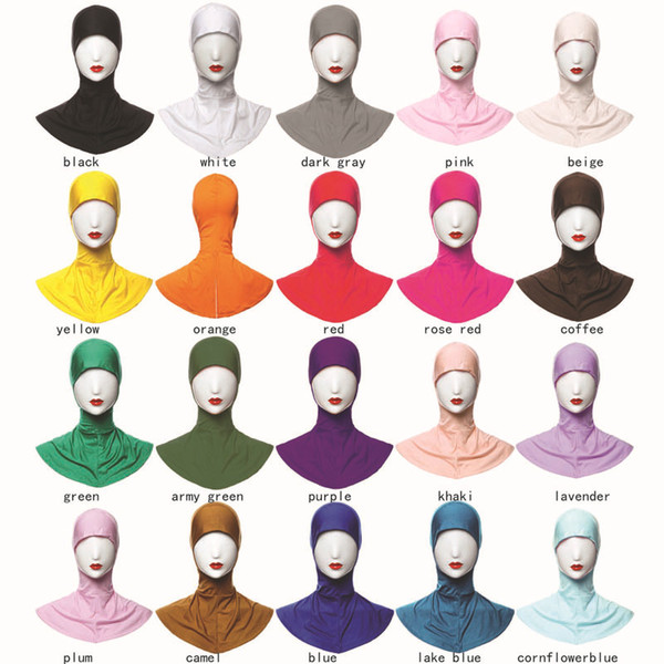 20 Colors Muslim Women Hijab Cap Islamic Head Wear Hat Solid Color Full Coverage Female Muslim Scarves Ethnic Style Ninja Hijab