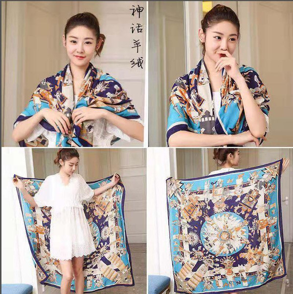 Newest Brand luxury silk Square scarf womens brand floral shawl scarf size 135x135cm fashion H long scarves gift for women wholesale FF002