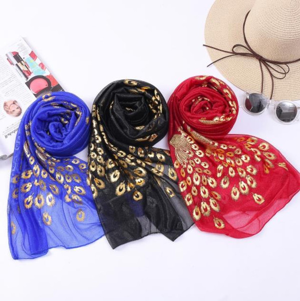 Silk Scarf Luxury Womens Scarves Brand Multi-color Peacock Flower Scarf Long Soft Wrap Shawl Stole Pashmina Silk Scarf Embroidered Scarves