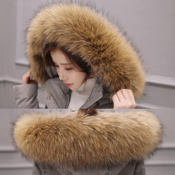 ADD New 2018 Winter 100% Raccoon Fur Real Natural Fur Collar & Womens Scarfs Fashion Coat Sweater Scarves Collar Luxury Neck Ca D19011003