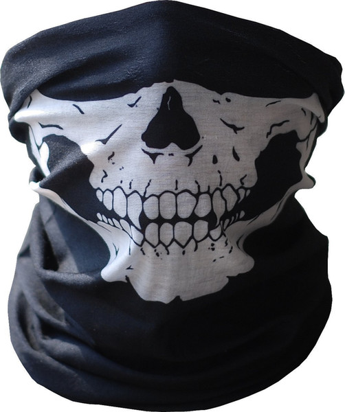 Black Seamless Multi Function Skull Face Tube Mask Scarf Balaclava for CS Motorcycle Bicycle and Outdoor Sport