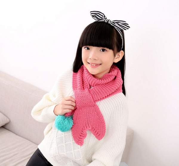 Mermaid Tail Scarf Knitting Children Scarf With Fluffy Balls For Thick Warm Baby Lovely Fashion Scarf